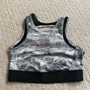 Champion Gray Marble Print Sports Bra with Black Band